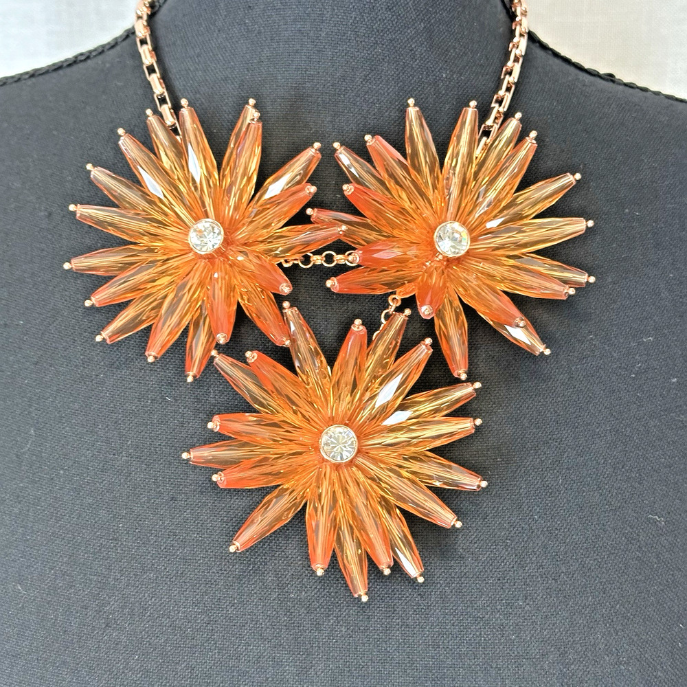 TED BAKER LONDON Women's Large Statement Starburst Flower Necklace Rose Gold